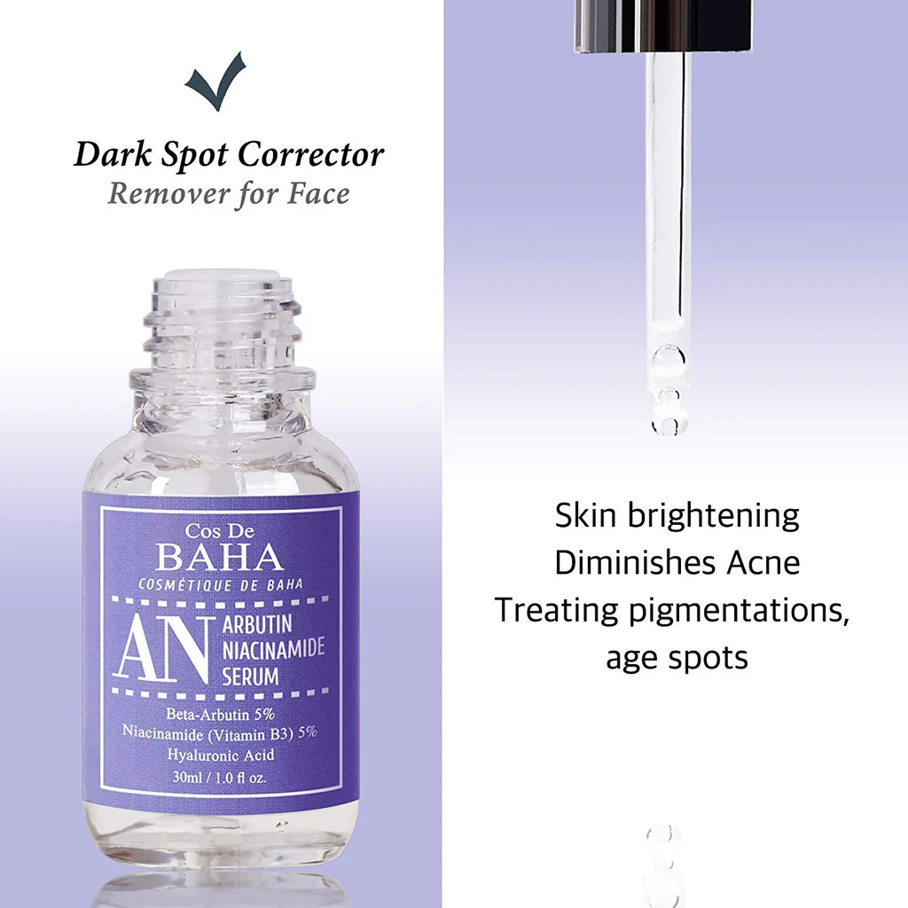 Cos de Baha AN. Arbutin 5% Serum for Face with Niacinamide 5% - Treating Pigmentations, Melasma, Dark Spot Corrector(30ml)
