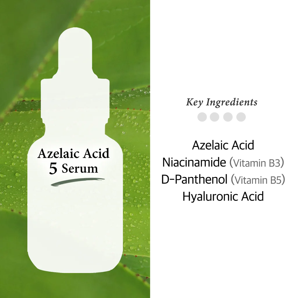 Cos de Baha A5. Azelaic Acid 5% Facial Serum with Niacinamide - Fast Rosacea Skin Care Product + Reduce Cystic Acne Scar + Redness Relief Face + Pimple Pigmentation Blackhead(30ml) (5% Azelaic Acid)