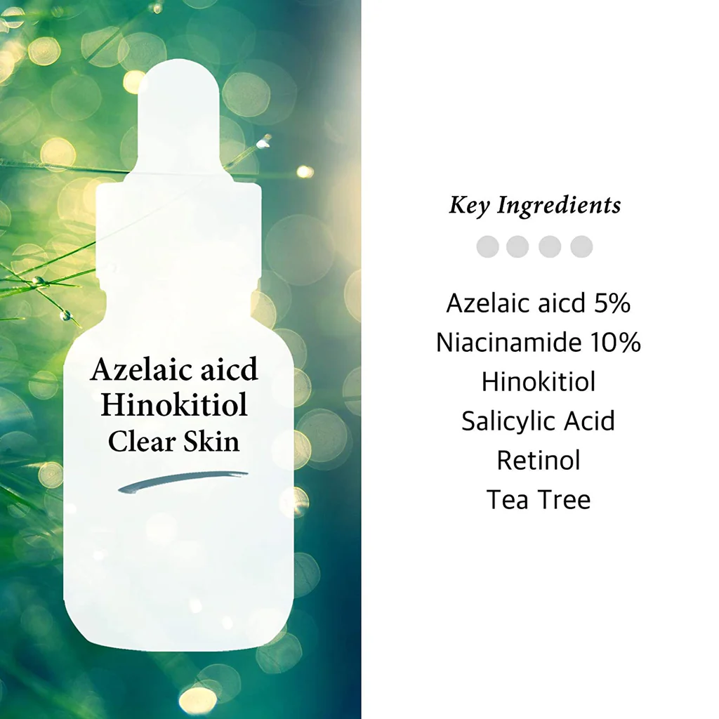 Cos de Baha AC. Acne Treatment Intensive Facial Serum with Azelaic acid 5%, Niacinamide 10%, Salicylic Acid, Retinol, Tea Tree - Fast & Efficient Cystic Acne(30ml)