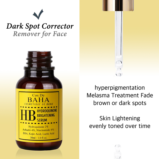 Cos de Baha HB.           2% Hydroquinone + Arbutin + Niacinamide 4% Serum - Dark Spot Corrector Remover + Melasma Treatment Fade Gel + hyperpigmentation, 30ml