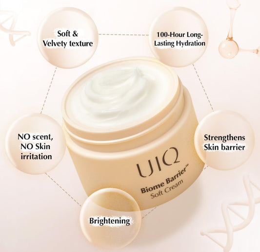 UIQ Biome Barrier Soft Cream, 100 hours lasting hydration, Moisturzing,Skin Barrier Repair, Non-Sticky (60ml)