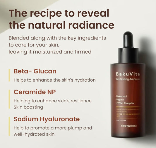 THANKYOU FARMER BakuVita Revitalizing Ampoule - Bakuchiol Retinol Alternative, Vitamin C + E