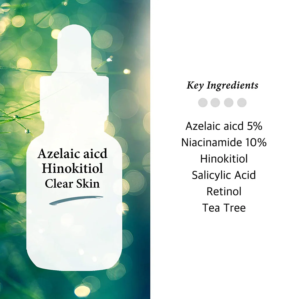 Cos de Baha AC.          Acne Treatment Intensive Facial Serum with Azelaic acid 5%, Niacinamide 10%, Salicylic Acid, Retinol, Tea Tree - Fast & Efficient Cystic Acne(30ml)